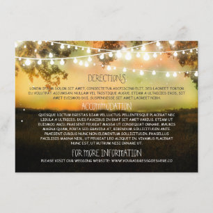 Cartes d'information mariage avec lumières à corde
