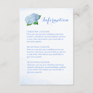Cartes d'information Mariage Blue Hydrangea
