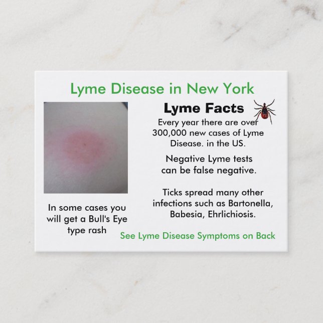 Cartes d'information sur la maladie de Lyme à New  (Devant)