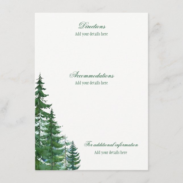 Cartes d'information sur les détails du mariage au (Devant)