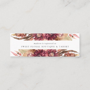 Cartes d'insertion de liste de mariage florale boh