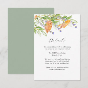 Cartes d'insertion de mariage avec thème de fleurs