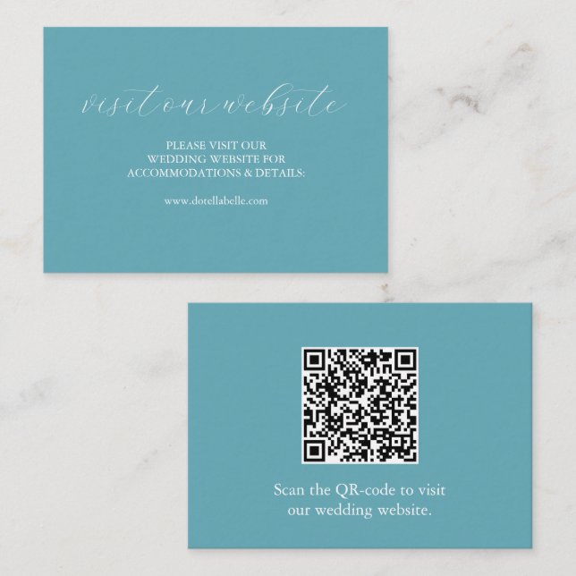 Cartes d'insertion de Mariage Customisé Turquoise (Devant / Derrière)