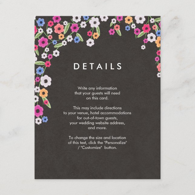 Cartes d'insertion du Mariage Floral Chalkboard (Devant)