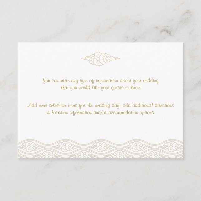 Cartes d'insertion Mariage Gold Chinese Nuages (Devant)
