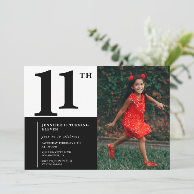 Cartes d'invitation 11ème anniversaire Élégant Chi (Debout devant)