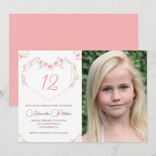 Cartes d'invitation 12 ans Boho Fleur Photo