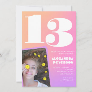 Cartes d'invitation 13ème anniversaire Rose Orange