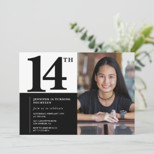 Cartes d'invitation 14ème anniversaire Élégant Chi