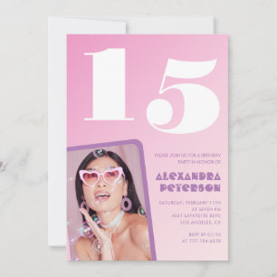 Cartes d'invitation 15 ans rose Photo Rétro