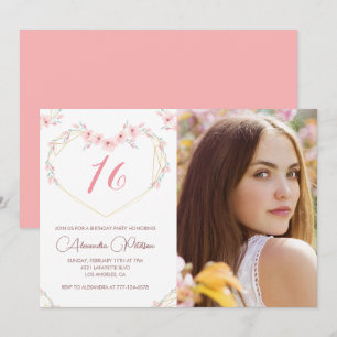 Cartes d'invitation 16 ans Boho Floral Photo