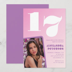 Cartes d'invitation 17ème anniversaire rose Photo 