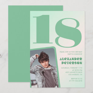 Cartes d'invitation 18 ans garçon photo dégradé ve