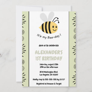 Cartes d'invitation 1er anniversaire Abeille Migno
