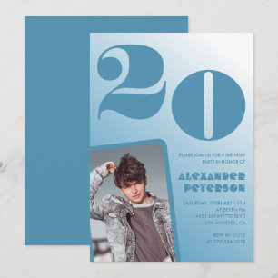 Cartes d'invitation 20 ans avec photo de lui dégra