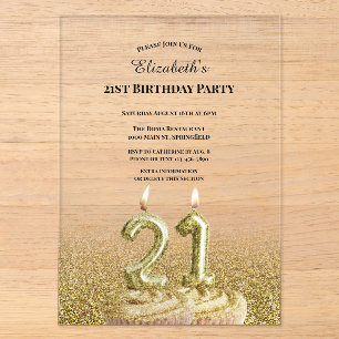 Cartes d'invitation 21 ans pour elle avec des boug