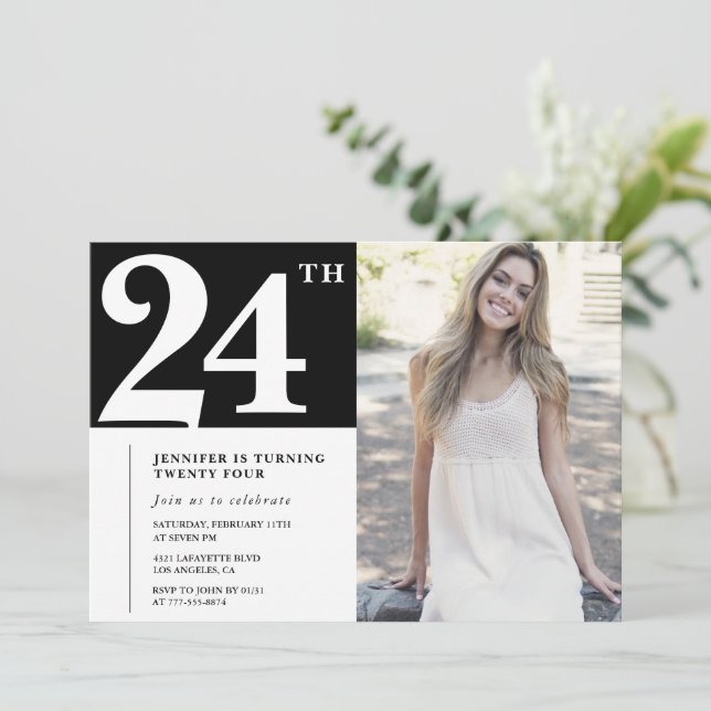 Cartes d'invitation 24e anniversaire Photo Chic No (Debout devant)