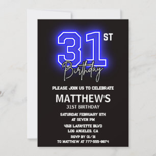 Cartes d'invitation 31e anniversaire Neon Black Ho