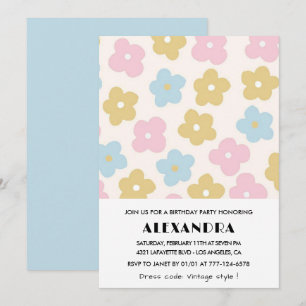 Cartes d'invitation 31ème anniversaire Floral Bleu