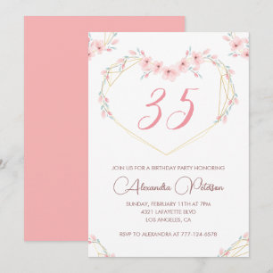 Cartes d'invitation 35e anniversaire Bohème Floral