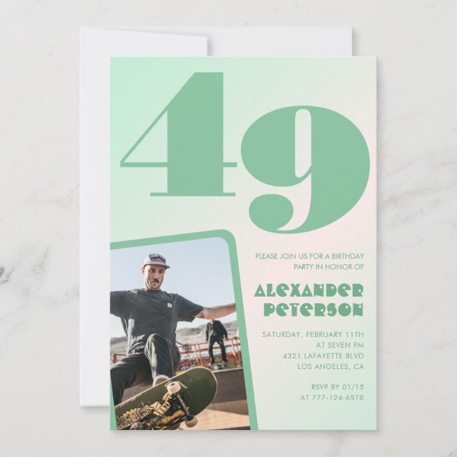Cartes d'invitation 49e anniversaire garçon photo  (Devant)