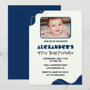 Cartes d'invitation 4 ans garçon simple photo mari