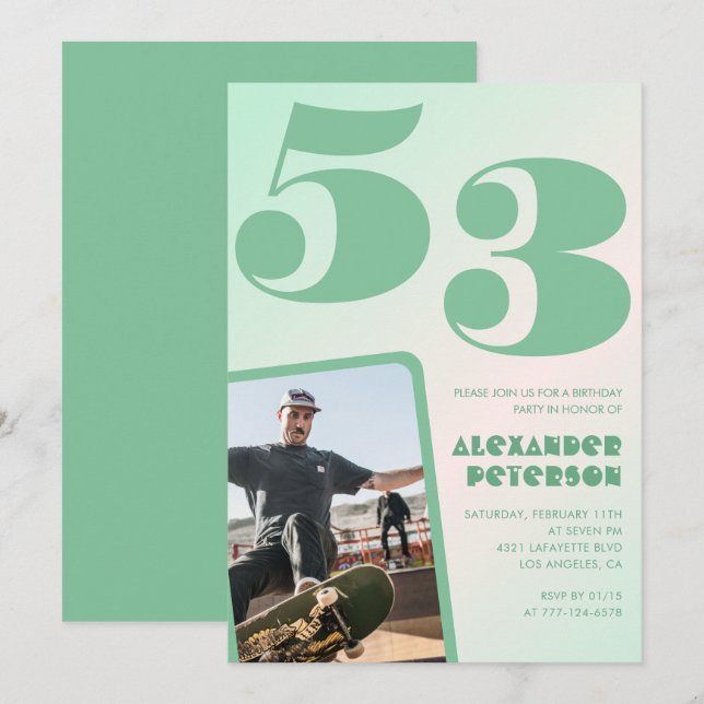 Cartes d'invitation 53e anniversaire garçon dégrad (Devant / Derrière)