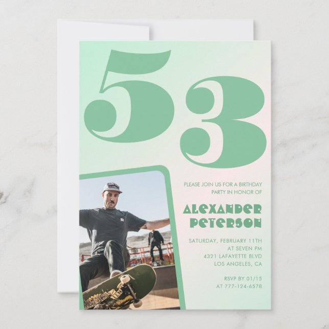 Cartes d'invitation 53e anniversaire garçon photo  (Devant)