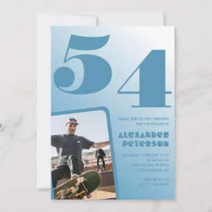 Cartes d'invitation 54 ans homme dégradé bleu Phot