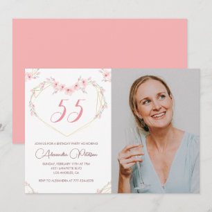 Cartes d'invitation 55e anniversaire Photo Floral 