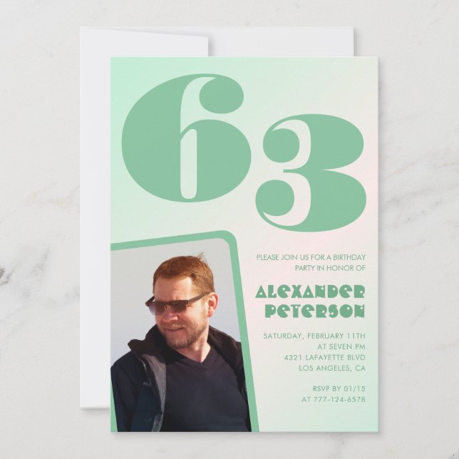 Cartes d'invitation 63e anniversaire garçon photo  (Devant)