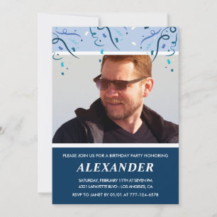 Cartes d'invitation 66 ans avec photo marine pour 