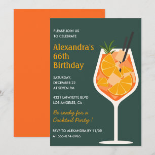 Cartes d'invitation 66e anniversaire cocktail élég