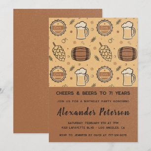 Cartes d'invitation 71e anniversaire Hommes Rustiq