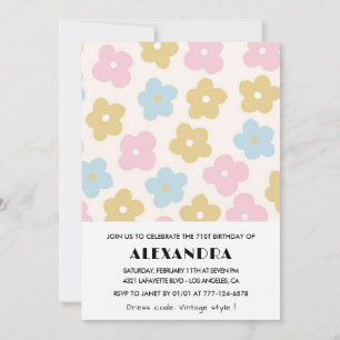 Cartes d'invitation 71e anniversaire Retro Floral 