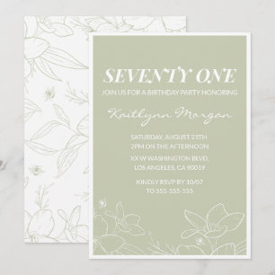 Cartes d'invitation 71ème anniversaire Floral Élég
