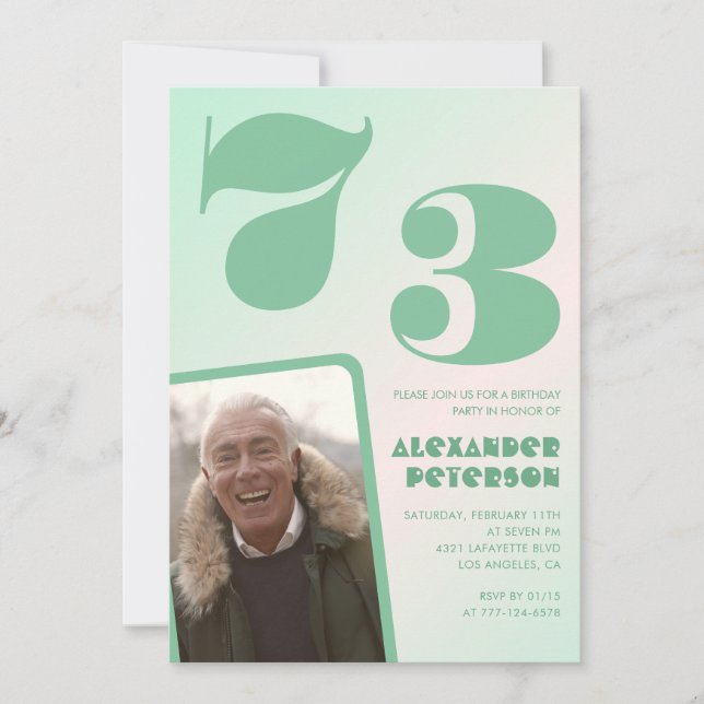Cartes d'invitation 73e anniversaire garçon photo  (Devant)