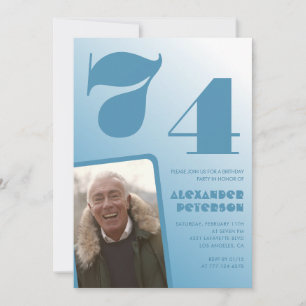 Cartes d'invitation 74e anniversaire Hommes Photo 