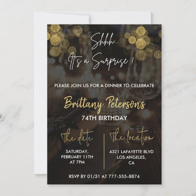 Cartes d'invitation 74e anniversaire surprise Pail (Devant)
