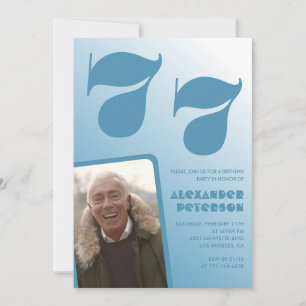 Cartes d'invitation 77 ans avec un dégradé bleu Ho
