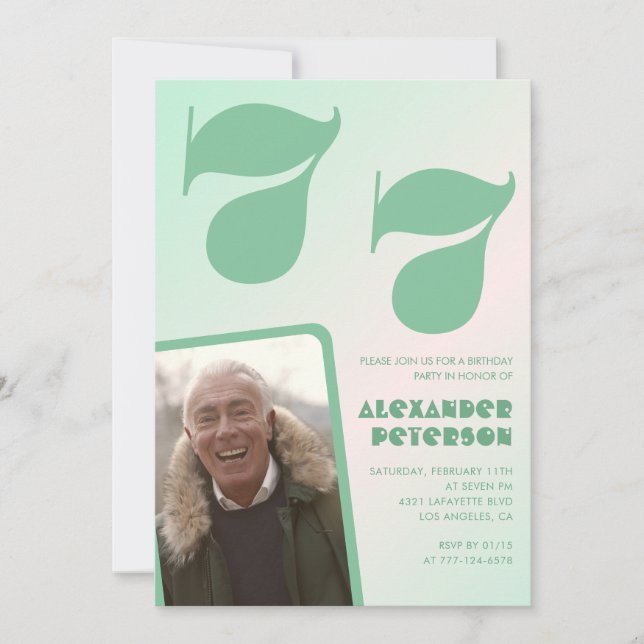 Cartes d'invitation 77ème anniversaire garçon dégr (Devant)