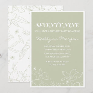 Cartes d'invitation 79ème anniversaire Floral Vert