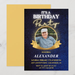 Cartes d'invitation 86ème anniversaire Hommes Élég