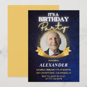 Cartes d'invitation 90ème anniversaire homme Éléga