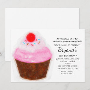 Cartes d'invitation à la fête aquarelle Cupcake & 