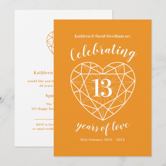 Cartes d'invitation à la fête célébrant 13 ans d'a (Devant / Derrière)