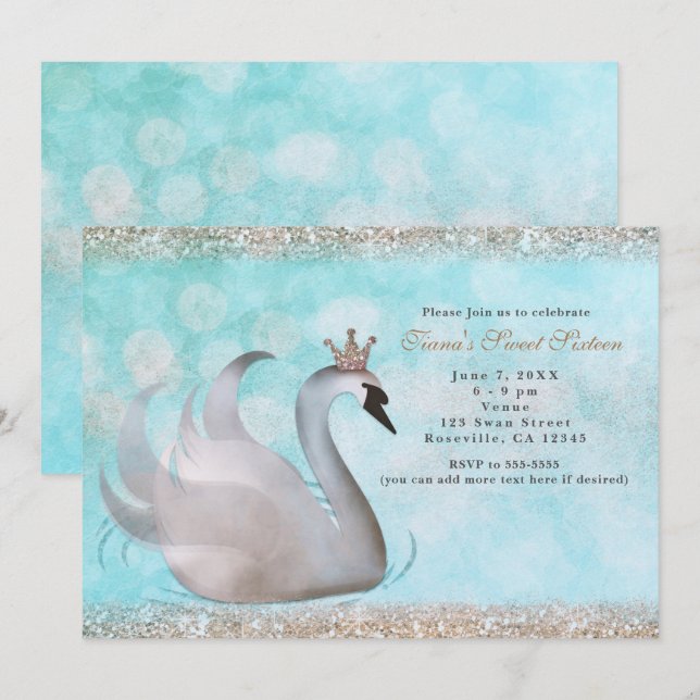 Cartes d'invitation à la fête d'anniversaire de la (Devant / Derrière)