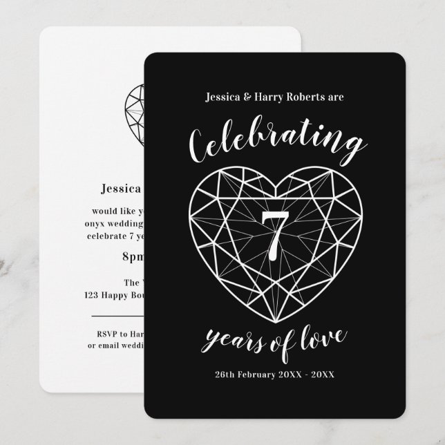 Cartes d'invitation à la fête d'anniversaire Onyx  (Devant / Derrière)