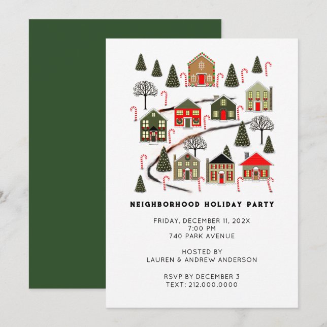 Cartes d'invitation à la fête de Noël (Devant / Derrière)