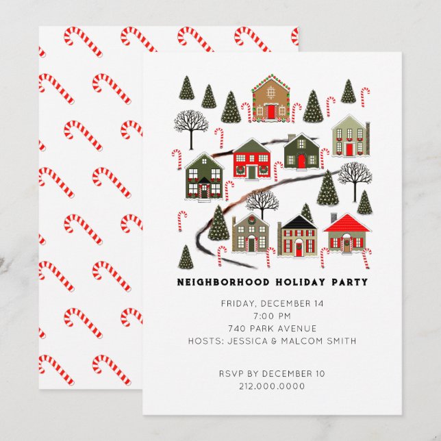 Cartes d'invitation à la fête de Noël (Devant / Derrière)